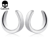 2PCS Saddle Ear Tunnels Plugs Stainless Steel Ear Gauges Stretchers