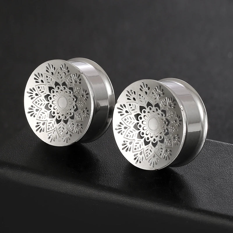2PCS 316 Stainless Steel Ear Gauges Stretcher Ear Plugs Tunnels Piercing Women