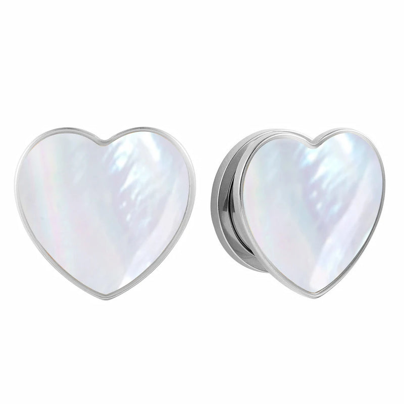 2PCS Heart Conch Ear Tunnels Plugs Body Jewelry Ear Gauges Piercing
