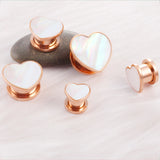 2PCS Heart Conch Ear Tunnels Plugs Body Jewelry Ear Gauges Piercing