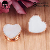 2PCS Heart Conch Ear Tunnels Plugs Body Jewelry Ear Gauges Piercing