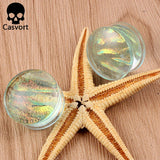2PCS Glass Ear Body Jewelry Expanders Piercing Tunnels Plugs