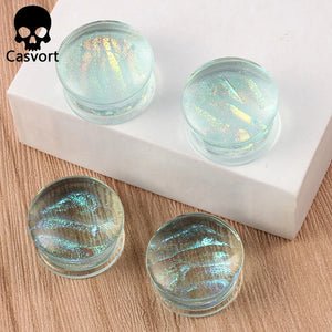 2PCS Glass Ear Body Jewelry Expanders Piercing Tunnels Plugs