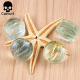 2PCS Glass Ear Body Jewelry Expanders Piercing Tunnels Plugs