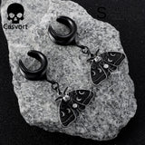 2PCS Dangle Moth Saddle Ear Plugs Stainless Steel Gauges Tunnels