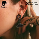 2PCS Dangle Moth Saddle Ear Plugs Stainless Steel Gauges Tunnels
