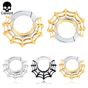 2PCS Spider Web Ear Hangers Halloween Ear Gauges