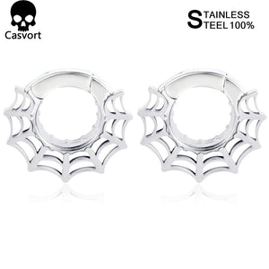 2PCS Spider Web Ear Hangers Halloween Ear Gauges