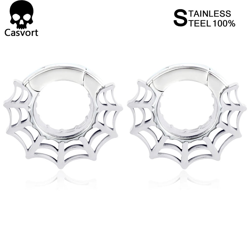 2PCS Spider Web Ear Hangers Halloween Ear Gauges
