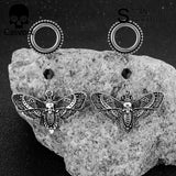 Stainless Steel Skull Moth Dangles Ear Piercing Tunnels Plugs Hangers