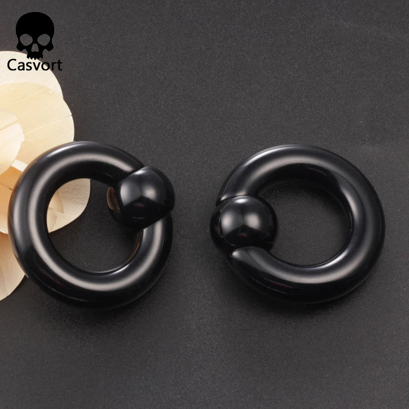 2Pcs Acrylic Ear Plug Tunnels Captive Hoop Earring Gauges Weights Segment Ring