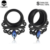 2Pcs Zircon Flower Vine Ear Plugs Tunnels Piercing Gauges