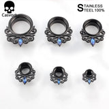 2Pcs Zircon Flower Vine Ear Plugs Tunnels Piercing Gauges
