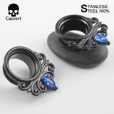 2Pcs Zircon Flower Vine Ear Plugs Tunnels Piercing Gauges