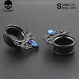 2Pcs Zircon Flower Vine Ear Plugs Tunnels Piercing Gauges
