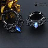 2Pcs Zircon Flower Vine Ear Plugs Tunnels Piercing Gauges