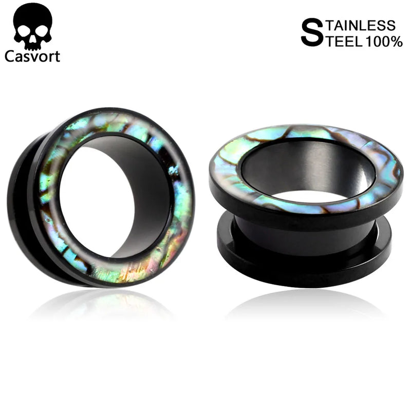 2Pcs Stainless Steel Ear Piercing Plugs Body Jewelry Ear Tunnels Expanders