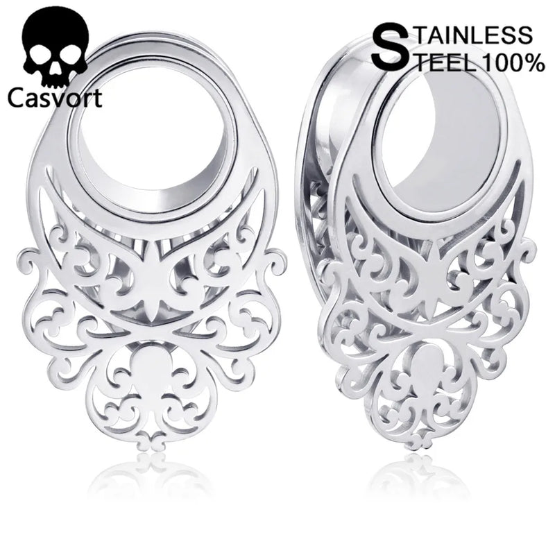 2pcs Stainless Steel Dangle Piercing Earrings Gauges Body Jewelry