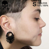 2pcs Stainless Steel Dangle Piercing Earrings Gauges Body Jewelry