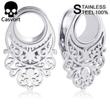 2pcs Stainless Steel Dangle Piercing Earrings Gauges Body Jewelry