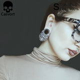 2pcs Stainless Steel Dangle Piercing Earrings Gauges Body Jewelry