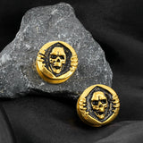 Stainless Steel Dark Skull Ear Gauges Plugs Tunnels Earring Back