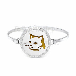 Cat 30mm Stainless Bangle Aromatherapy Locket Diffuser Bracelet