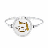 Cat 30mm Stainless Bangle Aromatherapy Locket Diffuser Bracelet