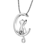 Moon Cat Ashes Necklace Memorial Cremation Urn For Women