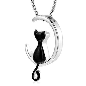 Moon Cat Ashes Necklace Memorial Cremation Urn For Women