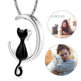 Moon Cat Ashes Necklace Memorial Cremation Urn For Women