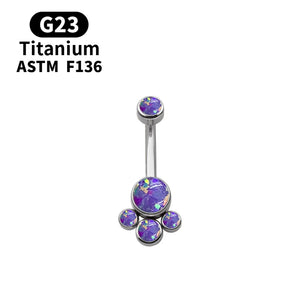 Titanium Zircon Opal Navel Piercing 14G Cat Claw Belly Button Ring