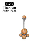 Titanium Zircon Opal Navel Piercing 14G Cat Claw Belly Button Ring