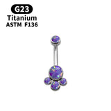 Titanium Zircon Opal Navel Piercing 14G Cat Claw Belly Button Ring