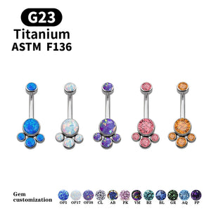 Titanium Zircon Opal Navel Piercing 14G Cat Claw Belly Button Ring