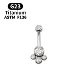 Titanium Zircon Opal Navel Piercing 14G Cat Claw Belly Button Ring