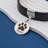 Adjustable Leather Cat Collar Carved Small Unisex Pet Collar