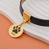 Adjustable Leather Cat Collar Carved Small Unisex Pet Collar