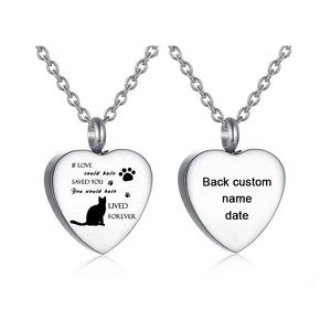 Cat/Dog Ashes Necklace Memorial Pet Cremation Urn Necklace Heart
