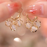 Cat Eye Drop Earrings Lily of The Valley Flower Heart Hoop Earring