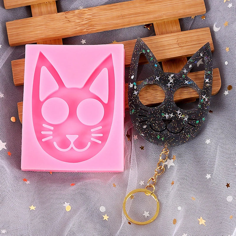 Cat Face Silicone Casting Molds For DIY Resin Keychain Pendant