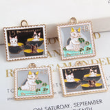 Enamel Cat Frame Photo Charm for Jewelry Making