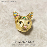 Cat Golden Beads, 925 Sterling Silver Power Animal Jewelry Gift