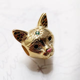 Cat Golden Beads, 925 Sterling Silver Power Animal Jewelry Gift