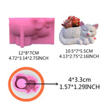 Cat Gypsum Flower Pot Silicone Resin Mold Succulent Vase Wax Candle Holder