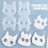 Cat Head Key Chain Mold DIY Craft Crystal Epoxy Keychain Resin Silicone Mold