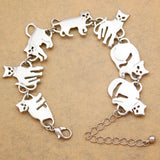 Cat Kitten Pet Charm Chain Link Bracelets for Women Bastet Cuff Bangles