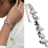 Cat Kitten Pet Charm Chain Link Bracelets for Women Bastet Cuff Bangles