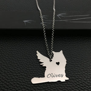 Cat Memorial Stainless Steel Necklace Pet Loss Gift YP6066
