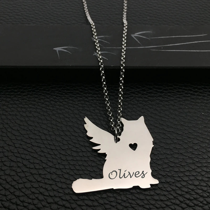 Cat Memorial Stainless Steel Necklace Pet Loss Gift YP6066